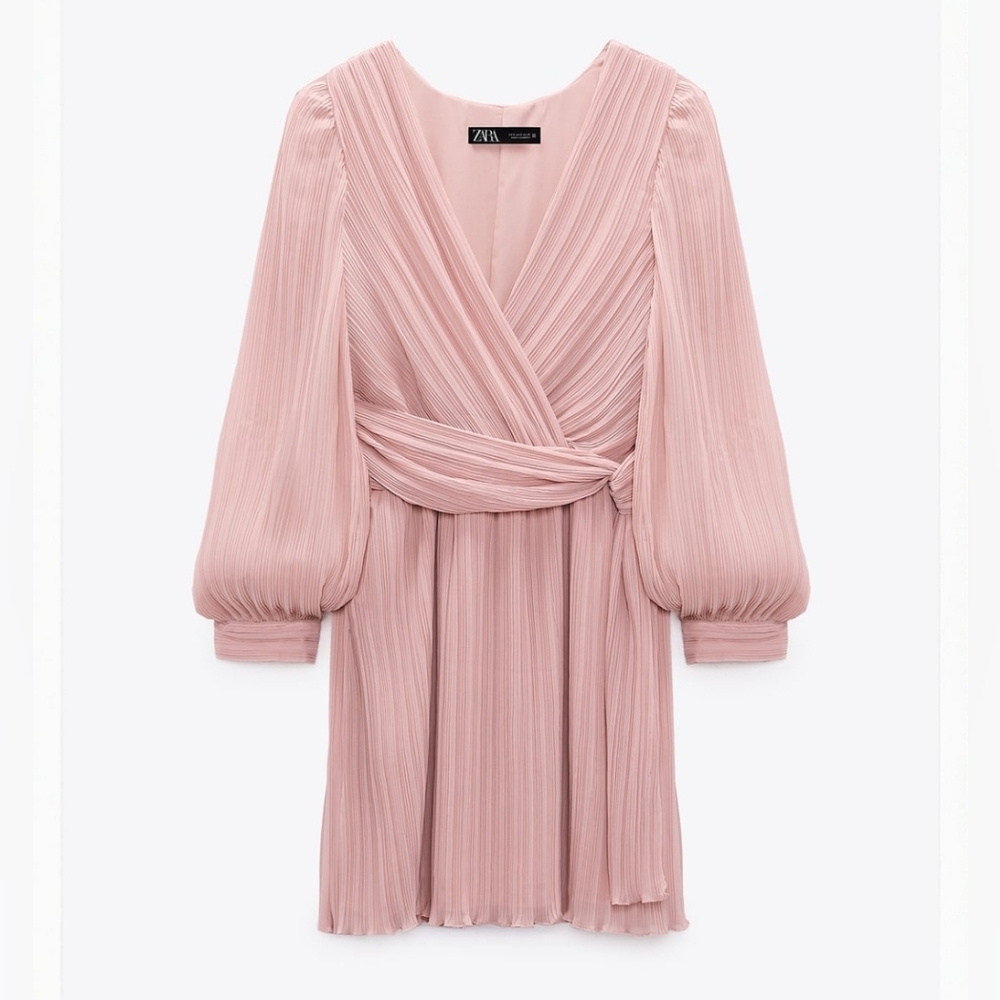 ZARA Pink Pleated Mini Dress